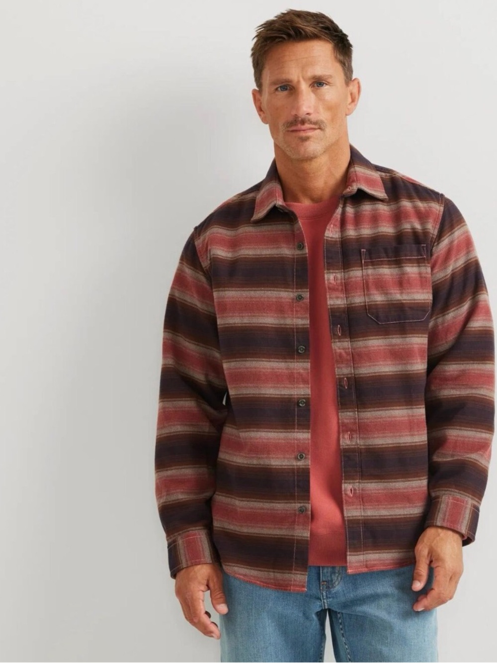 Eddie Bauer Men’s Long Sleeve Plaid Eddie’s Favorite Flannel Shirt Clay NWT L